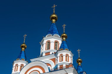 Tanrı 'nın annesi varsayımı bir katedral kubbeleri. Khabarovsk