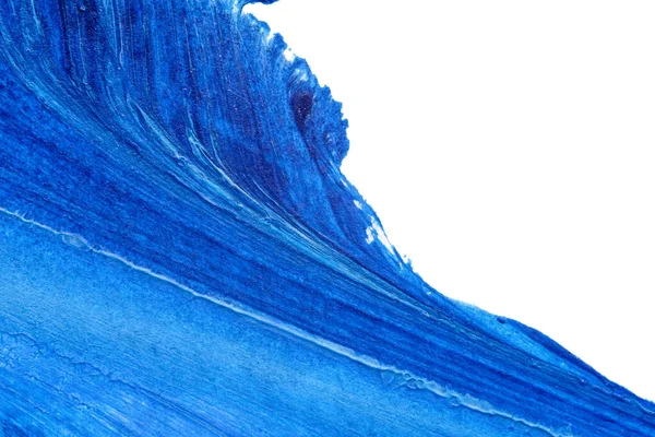 Röschach mürekkep lekesi yöntemi kullanılarak beyaz kağıt arkaplan üzerinde soyut mavi akrilik renk dokusu.