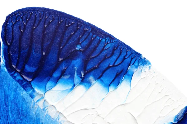 Blauw Abstract Acryl Verf Kleur Textuur Wit Papier Achtergrond Met — Stockfoto
