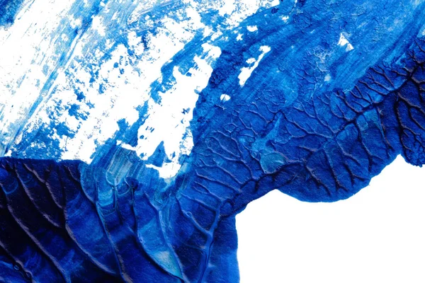 beyaz kağıt arkaplan üzerindeki mavi soyut akrilik boya renk dokusu rorschach mürekkep lekesi yöntemi kullanılarak