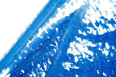 beyaz kağıt arkaplan üzerindeki mavi soyut akrilik boya renk dokusu rorschach mürekkep lekesi yöntemi kullanılarak