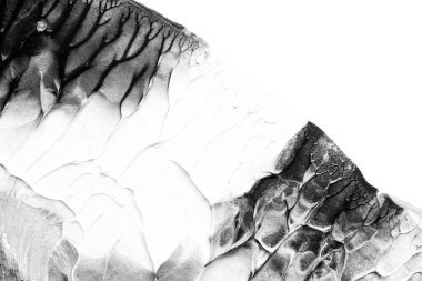 beyaz kağıt arkaplan üzerinde siyah beyaz soyut akrilik boya renk dokusu rorschach mürekkep lekesi yöntemi kullanarak