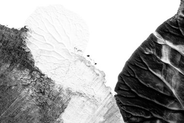 beyaz kağıt arkaplan üzerinde siyah beyaz soyut akrilik boya renk dokusu rorschach mürekkep lekesi yöntemi kullanarak