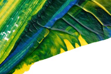 mavi yeşil soyut akrilik boya renk dokusu beyaz kağıt arkaplan üzerinde rorschach mürekkep lekesi yöntemi kullanılarak