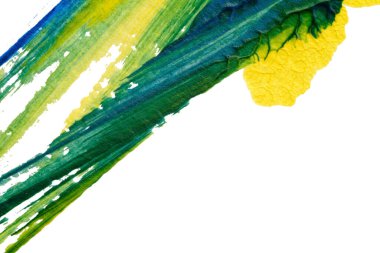 mavi yeşil soyut akrilik boya renk dokusu beyaz kağıt arkaplan üzerinde rorschach mürekkep lekesi yöntemi kullanılarak