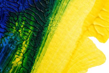 mavi yeşil soyut akrilik boya renk dokusu beyaz kağıt arkaplan üzerinde rorschach mürekkep lekesi yöntemi kullanılarak