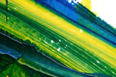 mavi yeşil soyut akrilik boya renk dokusu beyaz kağıt arkaplan üzerinde rorschach mürekkep lekesi yöntemi kullanılarak