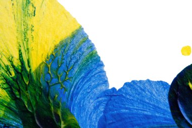 mavi yeşil soyut akrilik boya renk dokusu beyaz kağıt arkaplan üzerinde rorschach mürekkep lekesi yöntemi kullanılarak