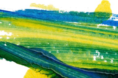 mavi yeşil soyut akrilik boya renk dokusu beyaz kağıt arkaplan üzerinde rorschach mürekkep lekesi yöntemi kullanılarak