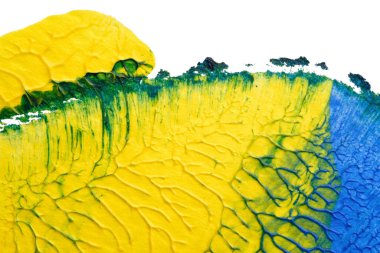 mavi yeşil soyut akrilik boya renk dokusu beyaz kağıt arkaplan üzerinde rorschach mürekkep lekesi yöntemi kullanılarak