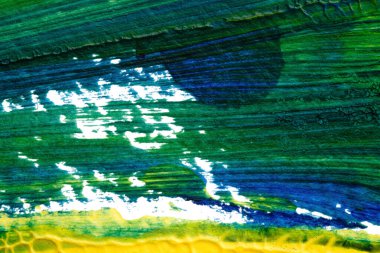 mavi yeşil soyut akrilik boya renk dokusu beyaz kağıt arkaplan üzerinde rorschach mürekkep lekesi yöntemi kullanılarak