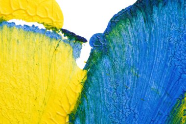 mavi yeşil soyut akrilik boya renk dokusu beyaz kağıt arkaplan üzerinde rorschach mürekkep lekesi yöntemi kullanılarak