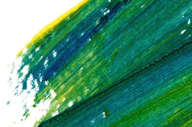 mavi yeşil soyut akrilik boya renk dokusu beyaz kağıt arkaplan üzerinde rorschach mürekkep lekesi yöntemi kullanılarak