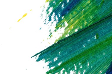 mavi yeşil soyut akrilik boya renk dokusu beyaz kağıt arkaplan üzerinde rorschach mürekkep lekesi yöntemi kullanılarak