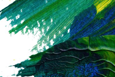 mavi yeşil soyut akrilik boya renk dokusu beyaz kağıt arkaplan üzerinde rorschach mürekkep lekesi yöntemi kullanılarak