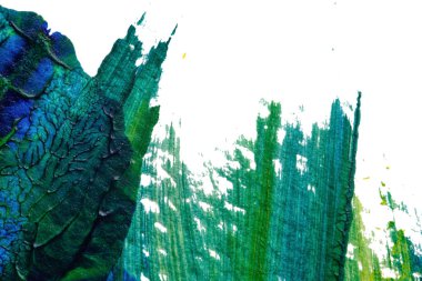 mavi yeşil soyut akrilik boya renk dokusu beyaz kağıt arkaplan üzerinde rorschach mürekkep lekesi yöntemi kullanılarak