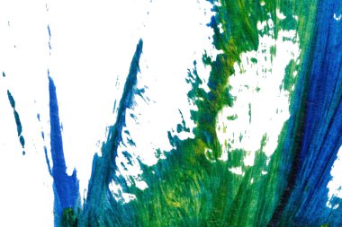 mavi yeşil soyut akrilik boya renk dokusu beyaz kağıt arkaplan üzerinde rorschach mürekkep lekesi yöntemi kullanılarak