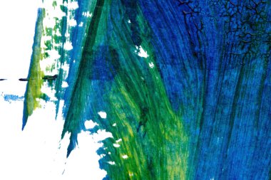 mavi yeşil soyut akrilik boya renk dokusu beyaz kağıt arkaplan üzerinde rorschach mürekkep lekesi yöntemi kullanılarak