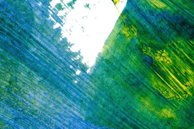 mavi yeşil soyut akrilik boya renk dokusu beyaz kağıt arkaplan üzerinde rorschach mürekkep lekesi yöntemi kullanılarak