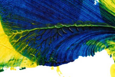 mavi yeşil soyut akrilik boya renk dokusu beyaz kağıt arkaplan üzerinde rorschach mürekkep lekesi yöntemi kullanılarak