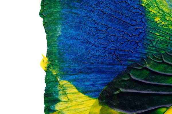 mavi yeşil soyut akrilik boya renk dokusu beyaz kağıt arkaplan üzerinde rorschach mürekkep lekesi yöntemi kullanılarak