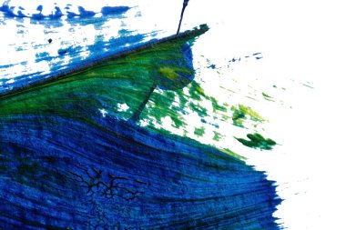 mavi yeşil soyut akrilik boya renk dokusu beyaz kağıt arkaplan üzerinde rorschach mürekkep lekesi yöntemi kullanılarak