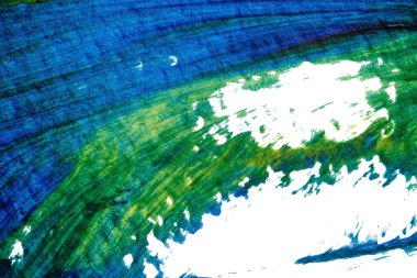 mavi yeşil soyut akrilik boya renk dokusu beyaz kağıt arkaplan üzerinde rorschach mürekkep lekesi yöntemi kullanılarak