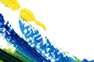 mavi yeşil soyut akrilik boya renk dokusu beyaz kağıt arkaplan üzerinde rorschach mürekkep lekesi yöntemi kullanılarak