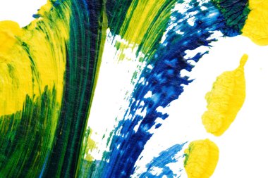 mavi yeşil soyut akrilik boya renk dokusu beyaz kağıt arkaplan üzerinde rorschach mürekkep lekesi yöntemi kullanılarak