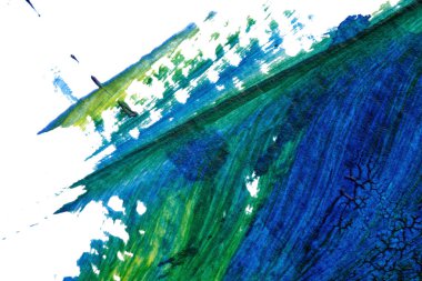mavi yeşil soyut akrilik boya renk dokusu beyaz kağıt arkaplan üzerinde rorschach mürekkep lekesi yöntemi kullanılarak
