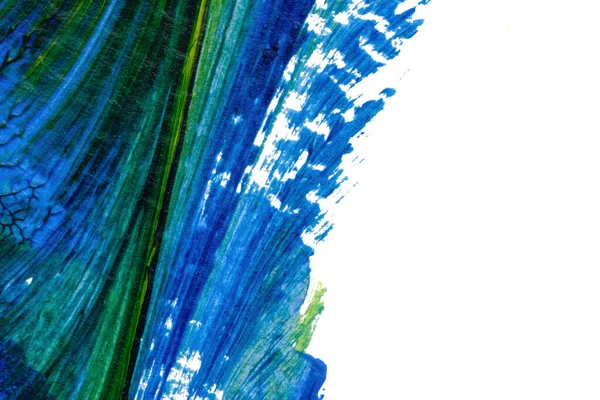 Синьо Зелений Жовтий Абстрактний Акриловий Живопис Кольорова Текстура Білому Паперовому — стокове фото