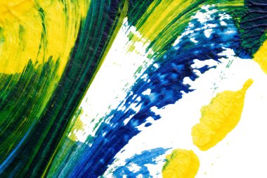 mavi yeşil soyut akrilik boya renk dokusu beyaz kağıt arkaplan üzerinde rorschach mürekkep lekesi yöntemi kullanılarak