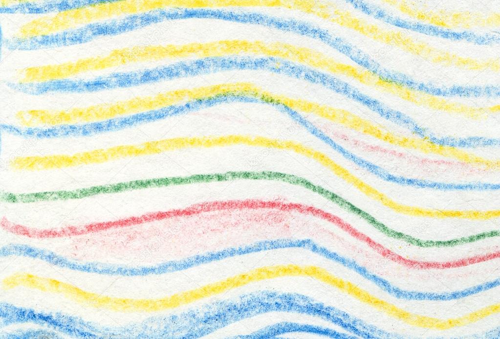 Striped wavy crayon pattern. Hand painted oil pastel crayon.