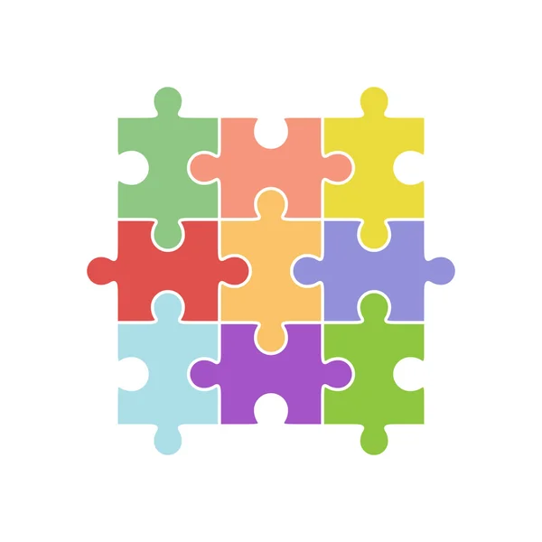 Jigsaw rompecabezas vector, nueve piezas — Archivo Imágenes Vectoriales