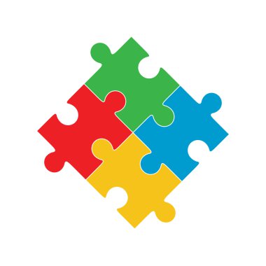 Dört renkli puzzle parçaları vektör çizim