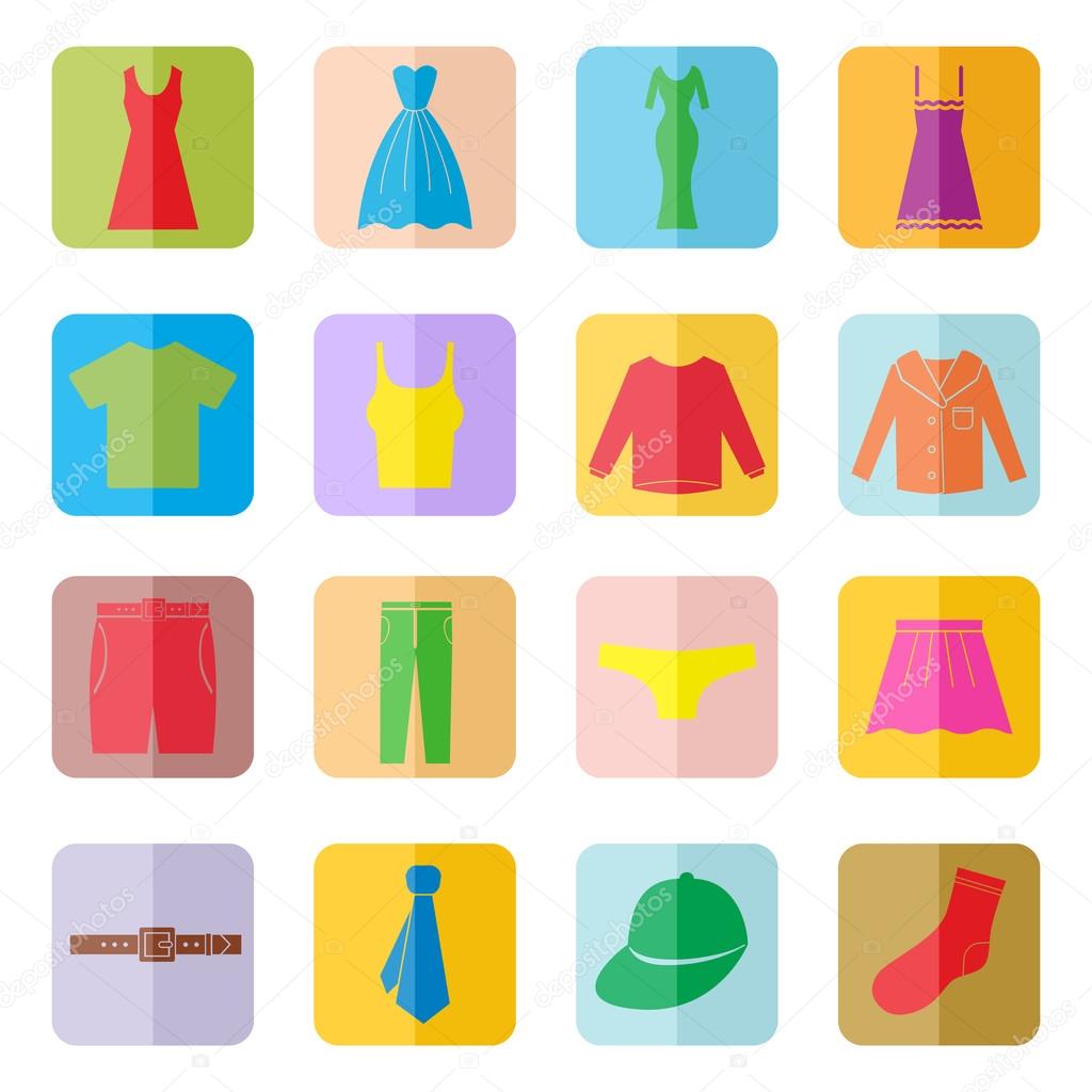 Clothes icons, concept web buttons vector sign