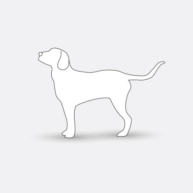 beyaz zemin üzerinde bir köpek siluet vektör.