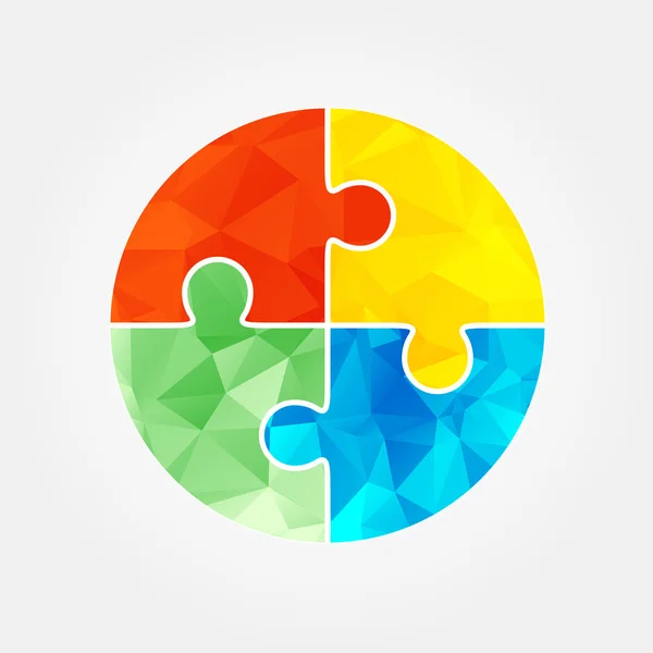Jigsaw puzzle in de vorm van een gekleurde cirkel. — Stockvector