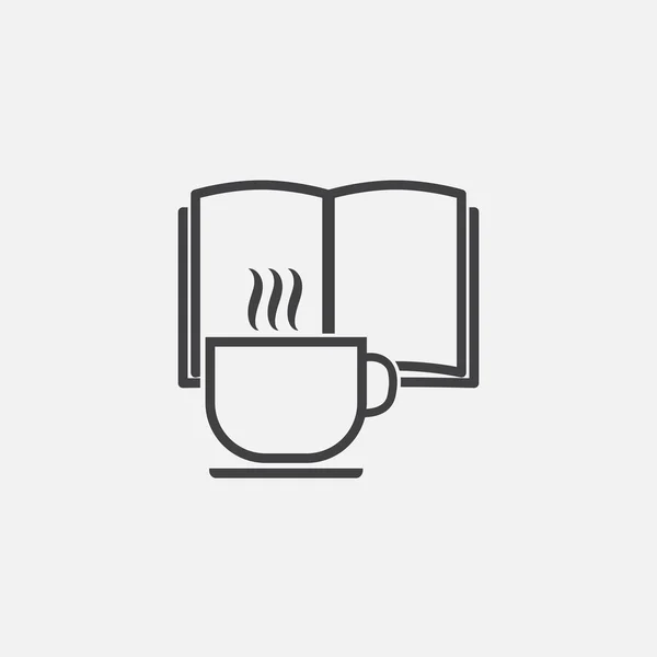 Książki i filiżanka herbata ikona na białym tle. — Wektor stockowy
