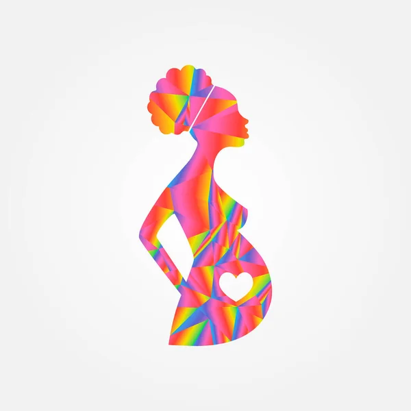 Femme africaine enceinte icône vectorielle de couleur — Image vectorielle