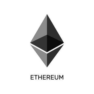 Ethereum vektörü kripto para birimi simgesi beyaz arkaplanda izole edildi.