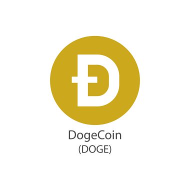 Dogecoin vektör simgesi. Beyaz arkaplanda izole edilmiş kripto para birimi sembolü.