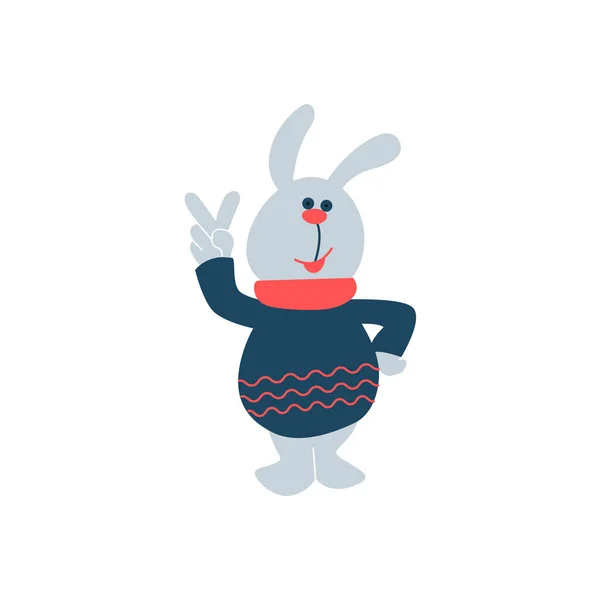 Funny cartoon toy hare vector — 스톡 벡터