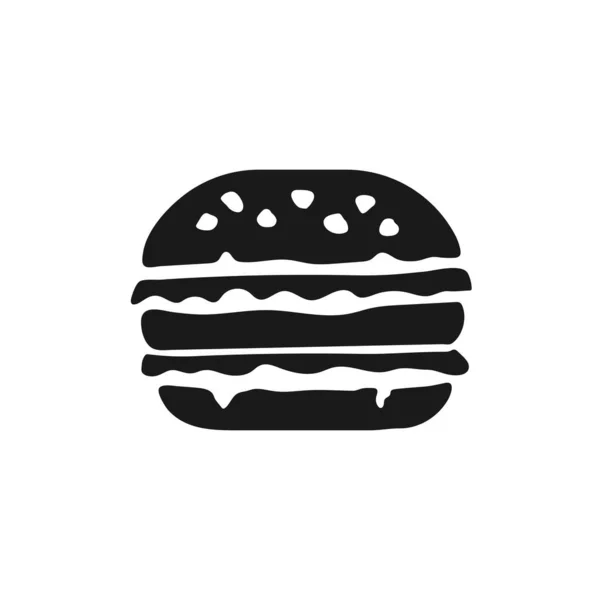 Szendvics Vagy Hamburger Fastfood Ikon Vektor Elszigetelt Fehér Alapon — Stock Vector