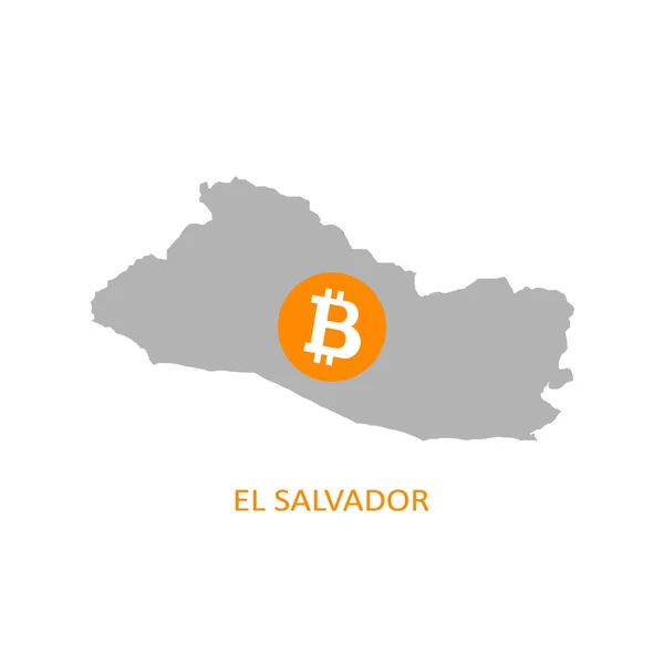 El Salvador contorno e icona bitcoin. Illustrazione vettoriale. — Vettoriale Stock