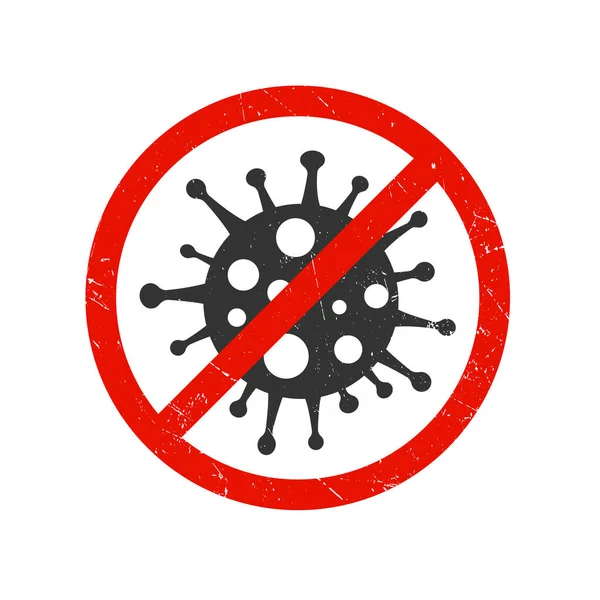 Stop ikon vektor Coronavirus COVID-19 terisolasi di latar belakang putih. - Stok Vektor