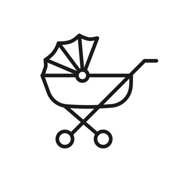 Baby Koets Pictogram Omtrek Vector Teken Geïsoleerd Witte Achtergrond Buggy — Stockvector