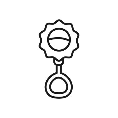 Beyaz arkaplanda bebek çıngıraklı simgesi ana hatları işaretleri izole edildi