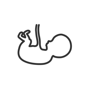 Çizgi siyah fetüs sembolü - embriyo simgesi beyaz arkaplanda izole edildi