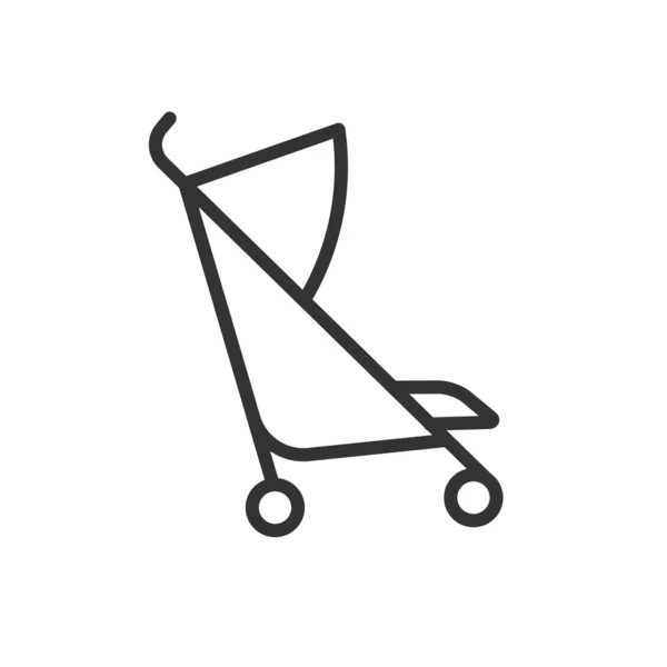 Baby Wandelwagen Pictogram Omtrek Vector Teken Geïsoleerd Witte Achtergrond Een — Stockvector